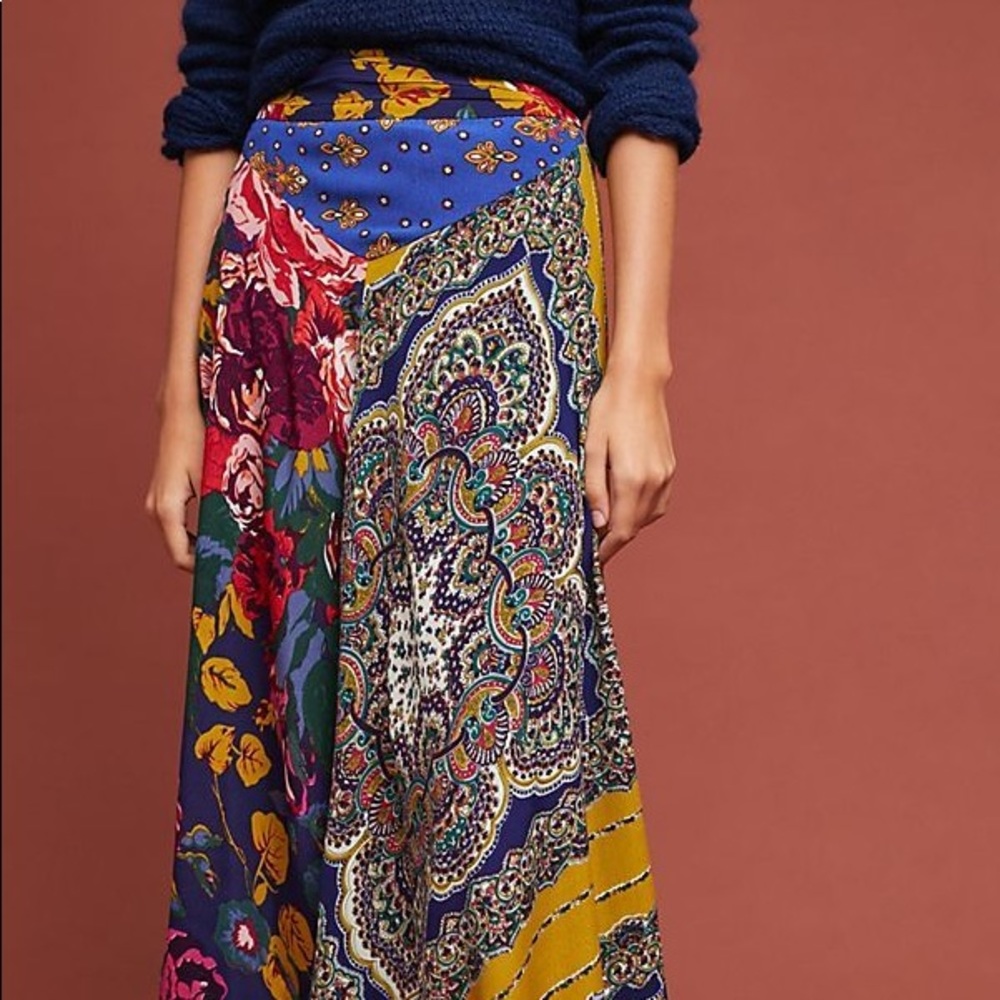 ANTHROPOLOGIE Teresita Scarf-Printed Skirt